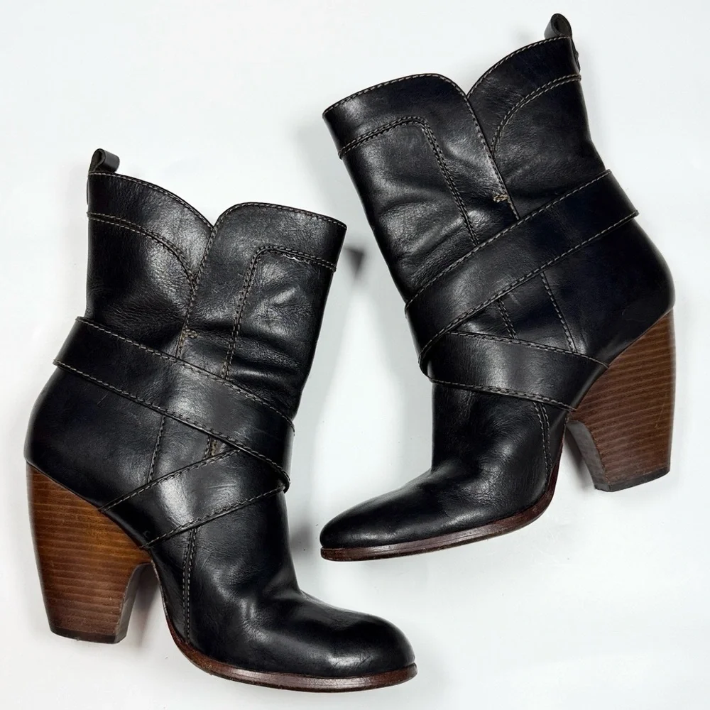 FRYE High Heel Boho Cowgirl Roper Boots Leather Andrea S-490 Sz 7